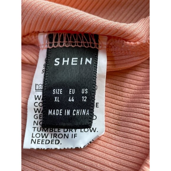 V Neck Ribbed Tank Top Peach by Shein Sz XL/12 - Picture 2 of 5